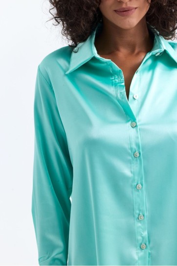 Hafif Dökümlü Saten Gömlek | Gml35403