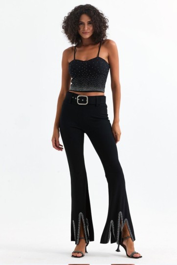 Kemerli Taş Detaylı Abiye Pantolon | Pnt35061