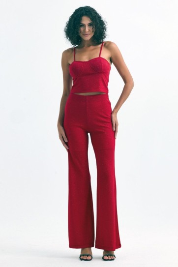 Beli Lastikli Simli Pukuro Abiye Pantolon | Pnt35399