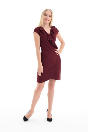 Abiye Elbise - Kruvaze Fırfırlı Abiye Elbise | Elb31420