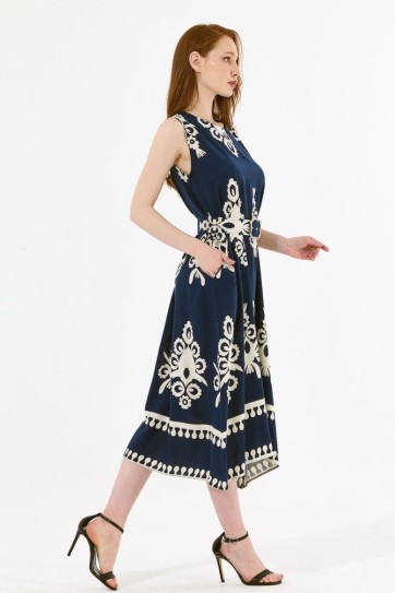 Kemer Detaylı Uzun Empirme  Viskon Jile Elbise | Elb35653